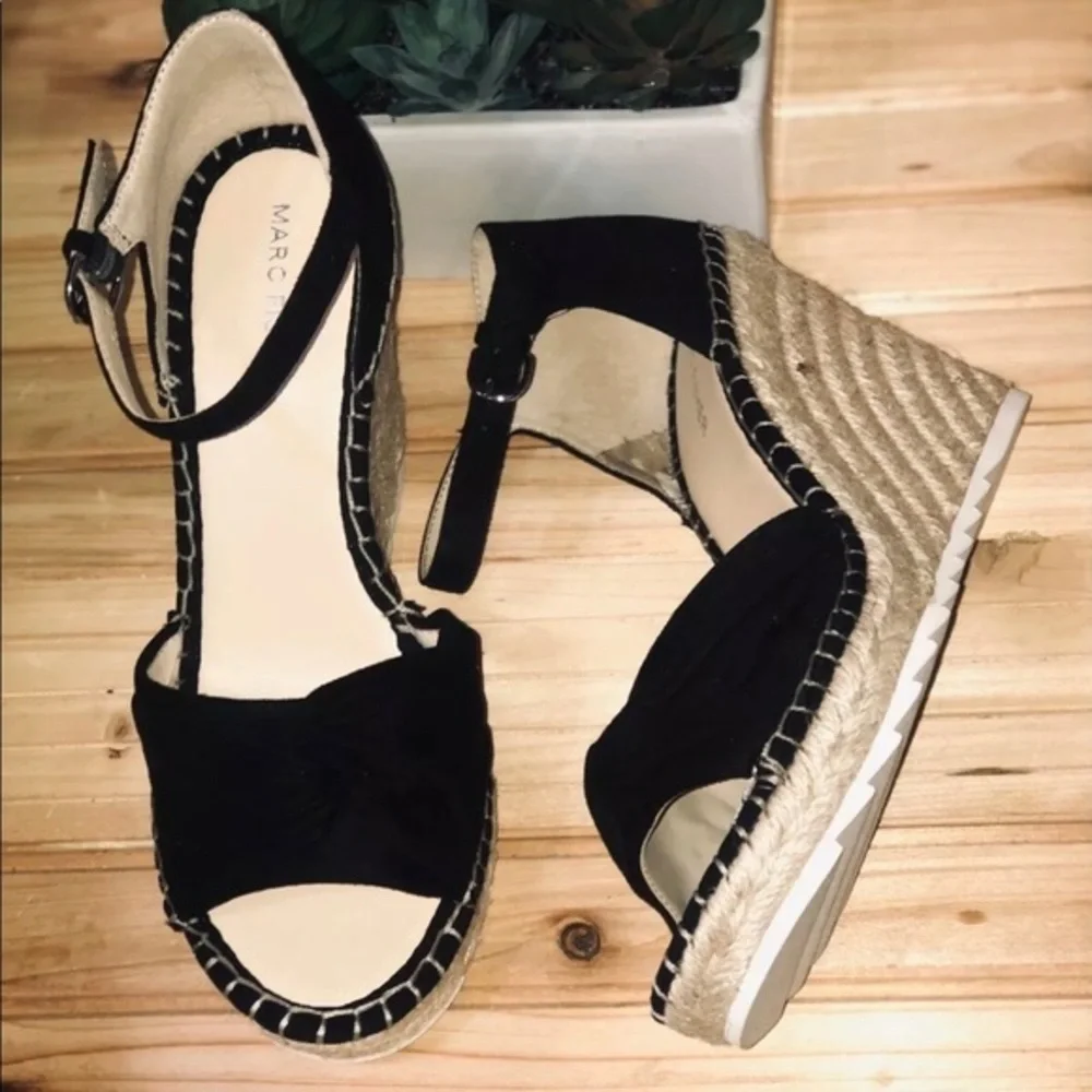 Marc Fischer LTD Espadrille Platform Wedge heels sandals black
